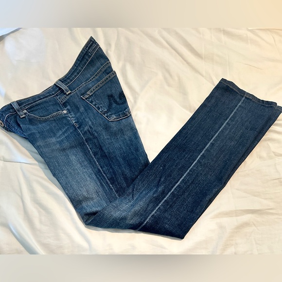 AG EUC Straight Leg Charlotte Adrianno Goldschmied Jeans Blue wash denim SZ 28R - Picture 2 of 13